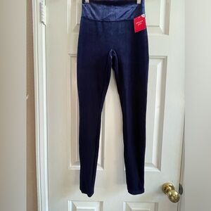Spanx Girls Navy Blue Velvet Leggings‎ L 10-12 High Waist NWT
